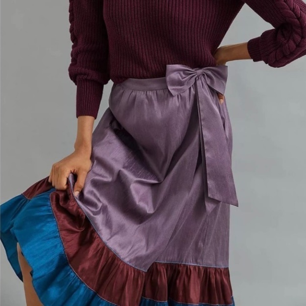 NWT Anthropologie Sachin & Babi Colorblocked Ruffle Wrap Midi Maxi Skirt 4 - Picture 4 of 16
